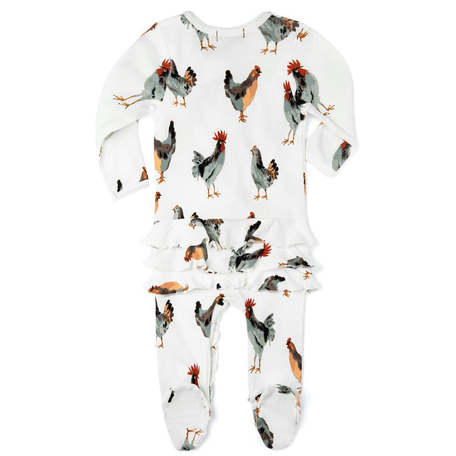 Chickens Ruffled Zipper Romper